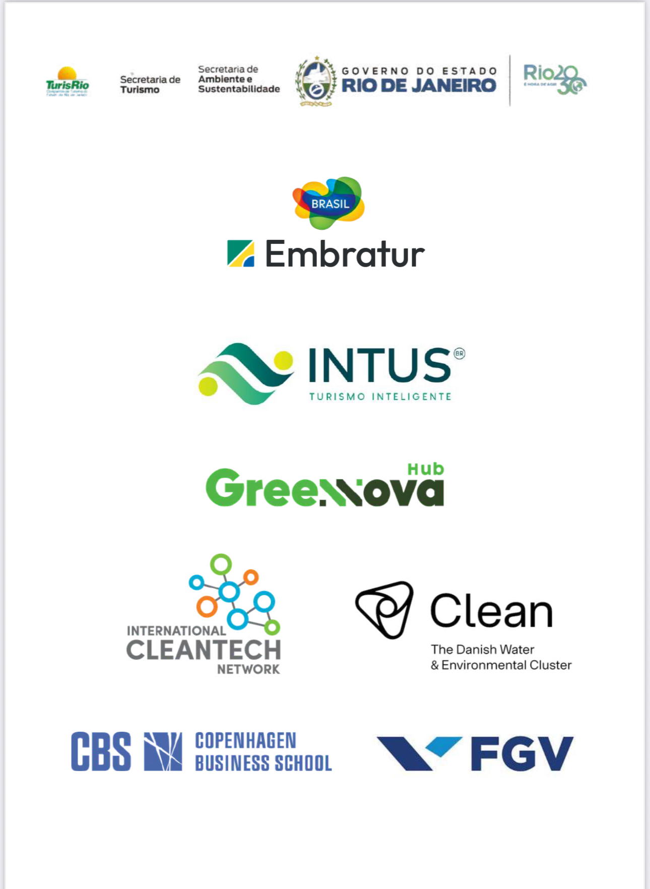 Marcas parceiras do SITUS 2025: Embratur, SETUR-RJ, SEAS-RJ, Governo do Estado do Rio de Janeiro, TurisRio, Rio30, INTUS, GreenNova Hub, International Cleantech Network, Clean Danish Water & Environmental Cluster, Copenhagen Business School e FGV